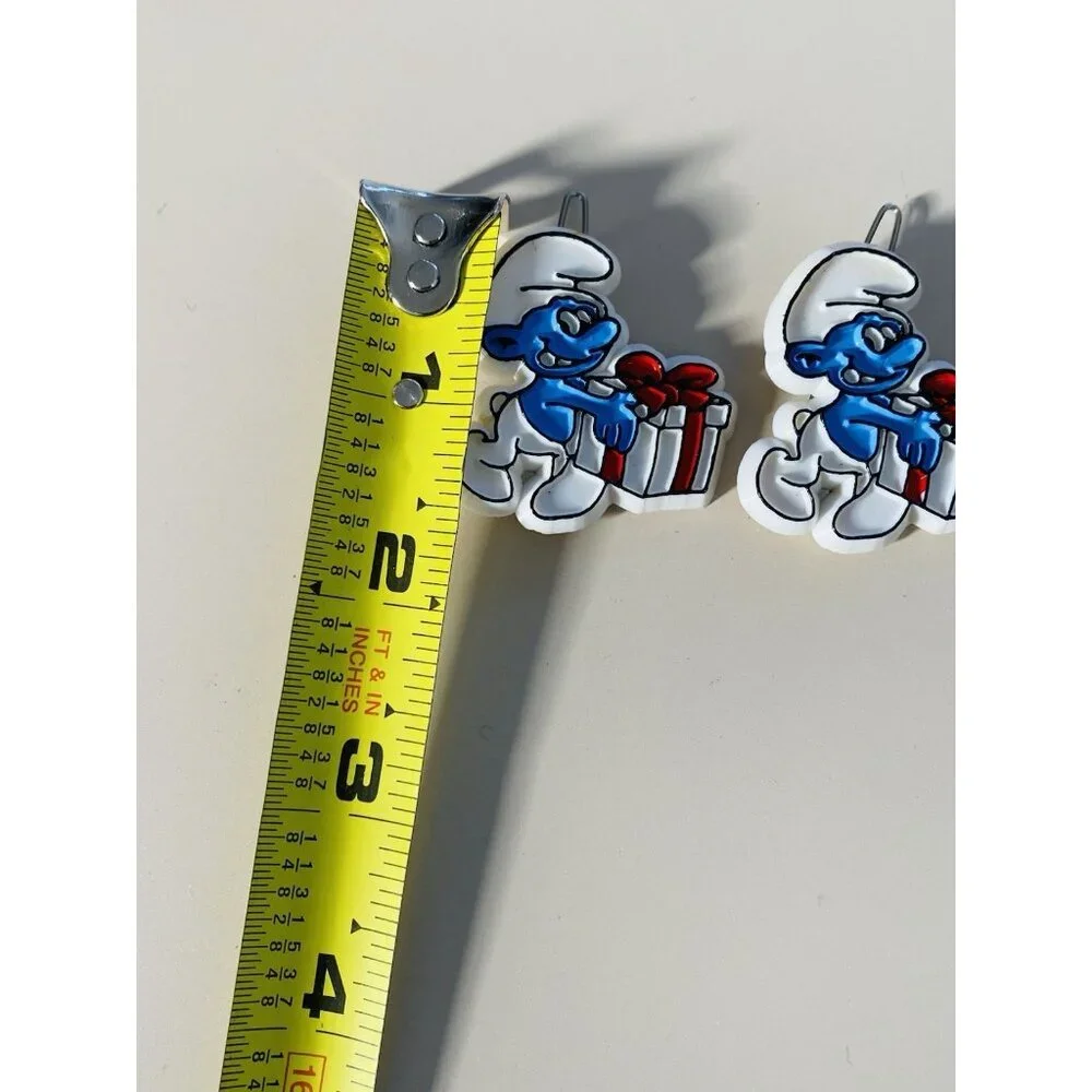 Vintage 80’s Smurf With Gift Box Plastic Hair Barrette Hair Pin Set of 2